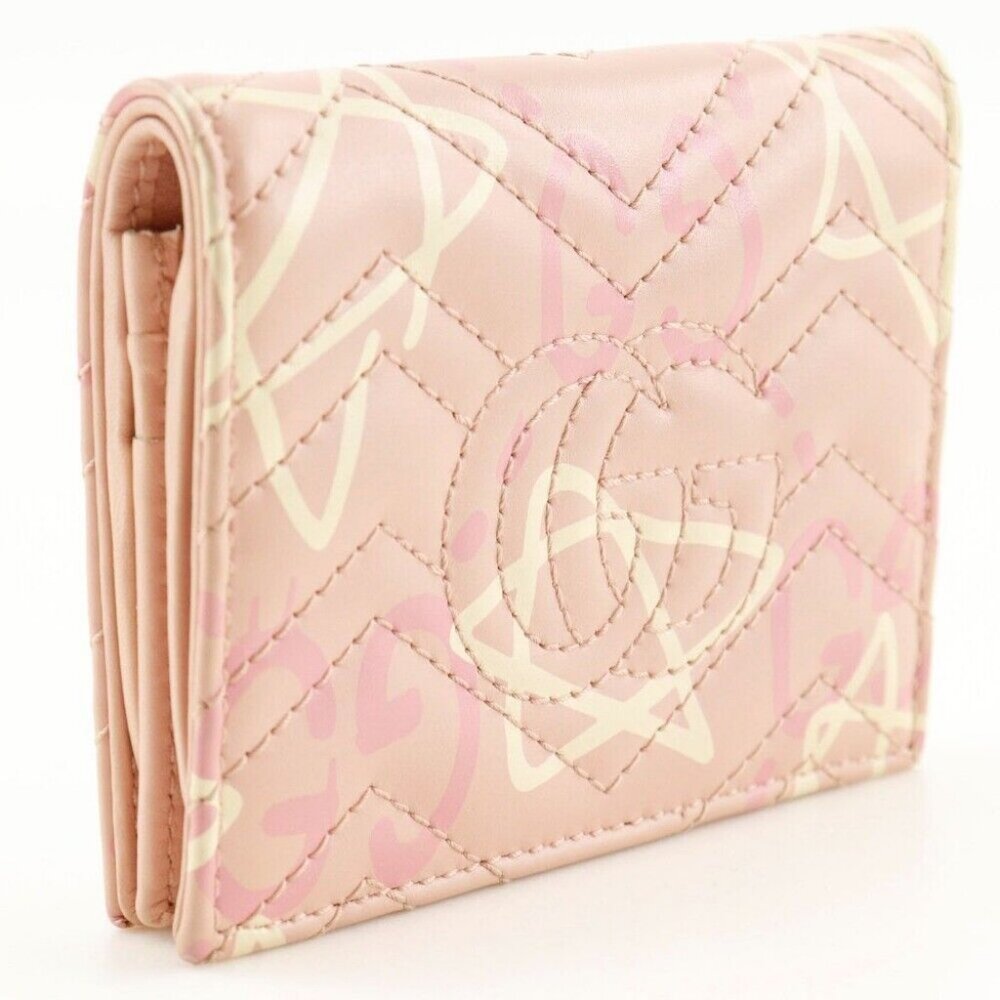 GUCCI Compact wallet Bi-Fold Wallet 449421 GG ghost Card Case pink leather... - Picture 2 of 9